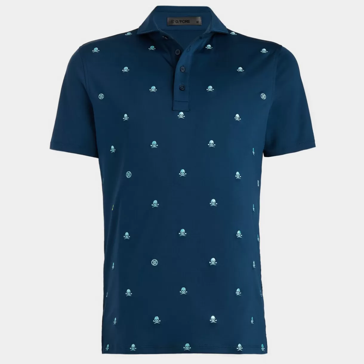 G/FORE Embroidered Skull & Tees Tech Jersey Modern Spread Collar Polo- Polos & Shirts
